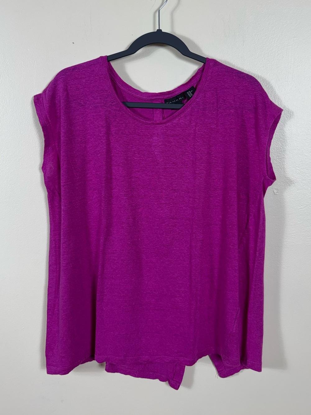 Tahari 100% Linen Blouse Top XL Beach Coastal Euro Summer Bohemian